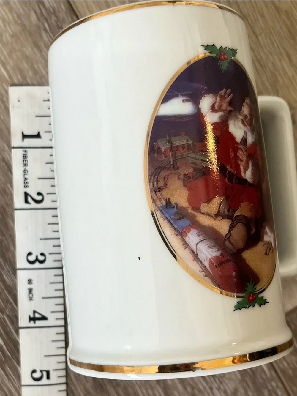 Vintage Coca Cola White and Gold Santa Holiday Ceramic Stein